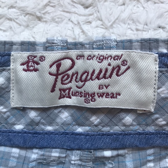Penguin seersucker patterned shorts 10” inseam sz 34 EUC blue gray white - Picture 5 of 7